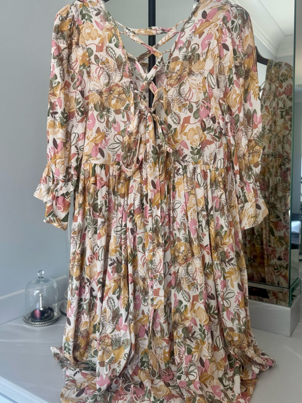 Sugar fox a California Company Floral Midi Dress in Pink, Mustard & Green US M - Picture 12 of 15